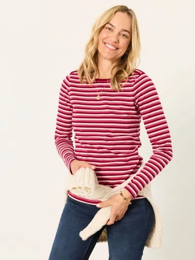 Fat Face Fatface Breton Pink Long Sleeve Stripe T-shirt