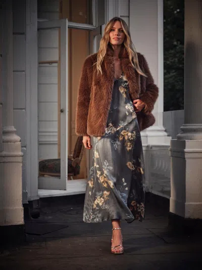 Fat Face Fatface Celeste Brown Faux Fur Coat