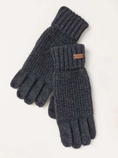 Fat Face Fatface Charcoal Grey Waffle Gloves