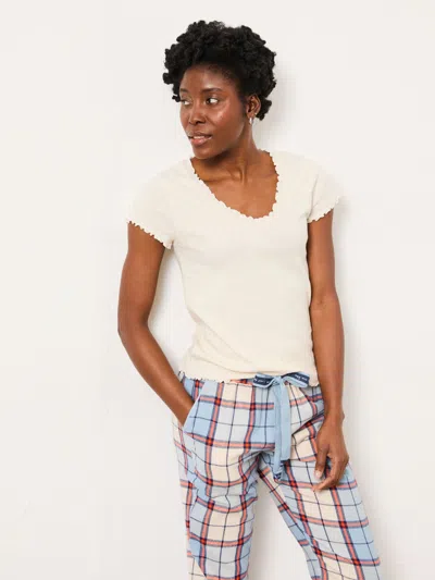 Fat Face Fatface Chloe Ivory Pointelle V Neck Pyjama Top