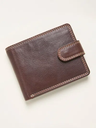 Fat Face Fatface Chocolate Brown Contrast Stitch Leather Wallet