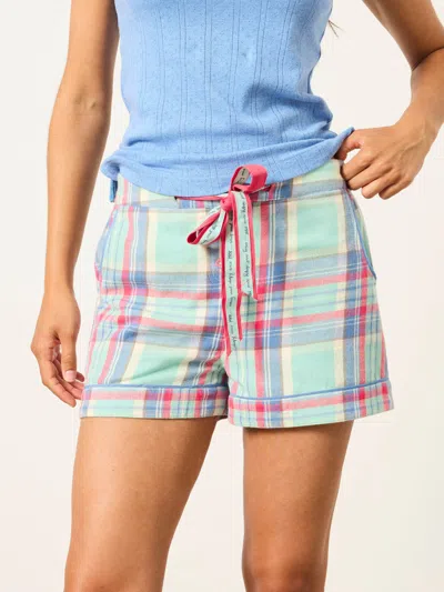 Fat Face Fatface Classic Light Green Check Pyjama Shorts