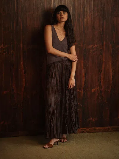 Fat Face Fatface Coco Chocolate Brown Pleated Midi Skirt