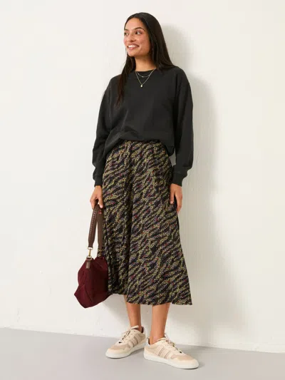Fat Face Fatface Delith Black Sketchy Texture Midi Skirt