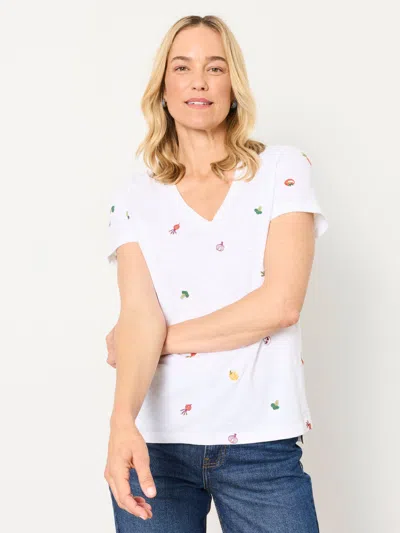 Fat Face Fatface Demi White Vegetable Embroidered T Shirt