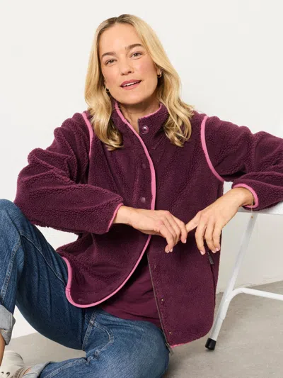 Fat Face Fatface Ellie Burgundy Red Bomber Zip Through Fleece