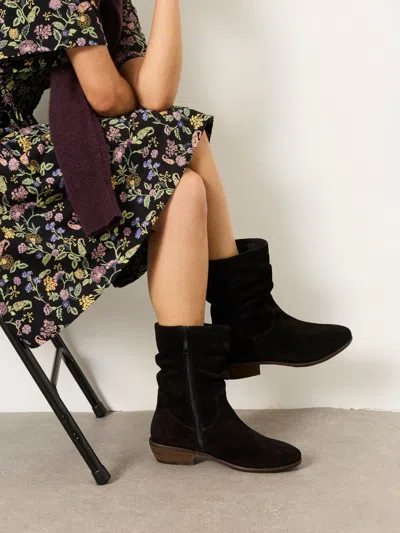 Fat Face Fatface Farleigh Black Suede Slouch Boots