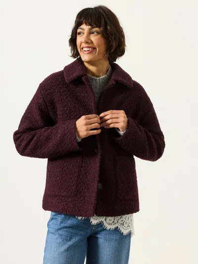 Fat Face Fatface Faye Plum Purple Boucle Jacket