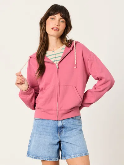 Fat Face Fatface Flora Dark Pink Zip Through Hoodie