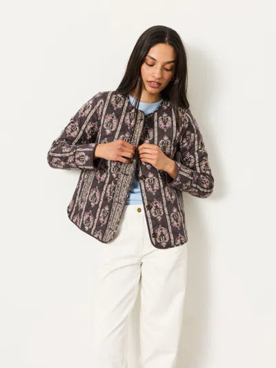 Fat Face Fatface Grey Pink Paisley Quilted Floral Jacket