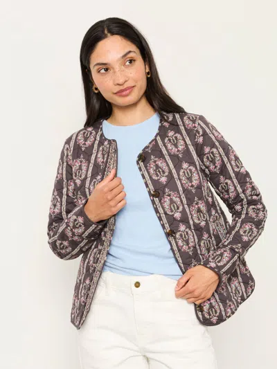 Fat Face Fatface Grey/pink Paisley Petite Quilted Floral Jacket