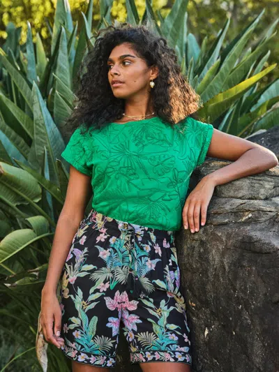 Fat Face Fatface Ivy Green Palm Tree Embroidered T-shirt