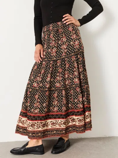 Fat Face Fatface Jayla Black Linear Sketch Floral Maxi Skirt