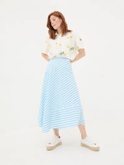 Fat Face Fatface Judes Blue Robyn Striped Midi Skirt
