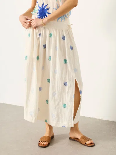 Fat Face Fatface Kit Ivory Embroidered Midi Skirt