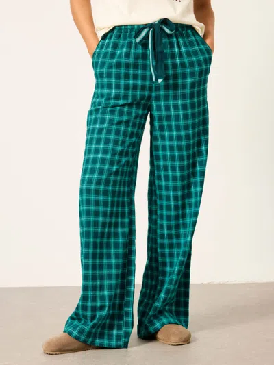 Fat Face Fatface Lola Teal Blue Sparkle Gingham Wide Leg Pyjama Bottoms