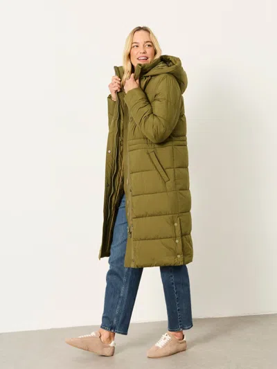 Fat Face Fatface Longline Puffer Coat In Green