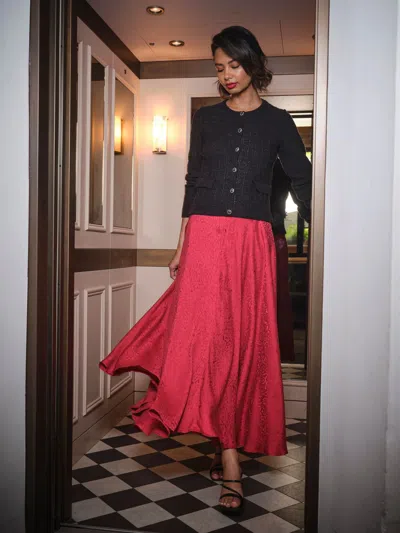 Fat Face Fatface Malia Red Jacquard Midi Skirt
