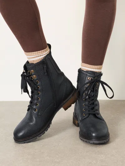 Fat Face Fatface Marlow Black Leather Ankle Boots