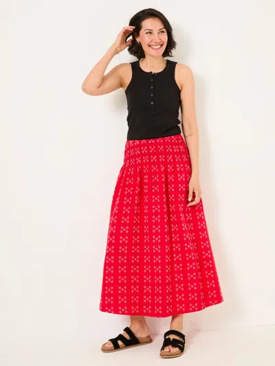 Fat Face Fatface Mary Red Jacquard Midi Skirt