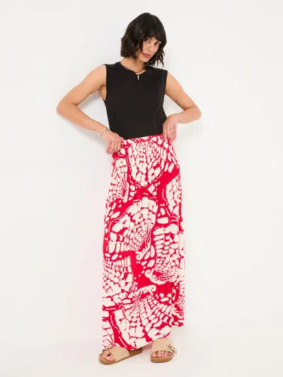 Fat Face Fatface Mary Red Mono Shells Midi Skirt