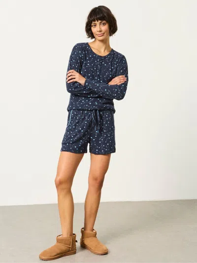 Fat Face Fatface Navy Star Pointelle Short And Top Pyjama Set
