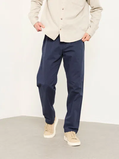 Fat Face Fatface Navy Straight Fit Pleat Front Twill Chinos