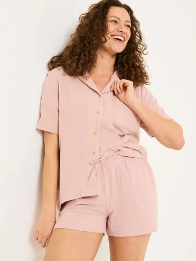 Fat Face Fatface Pink Textured Pyjama Shorts Set