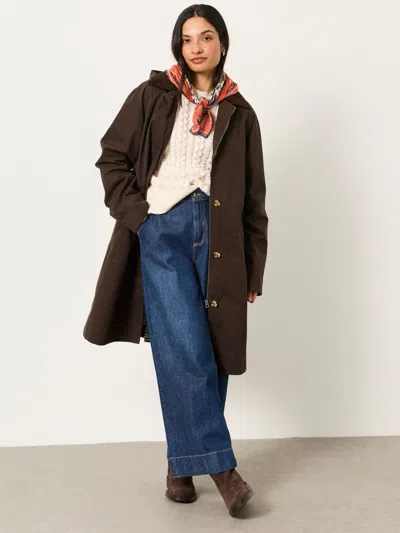 Fat Face Fatface Polly Chocolate Brown Longline Coat