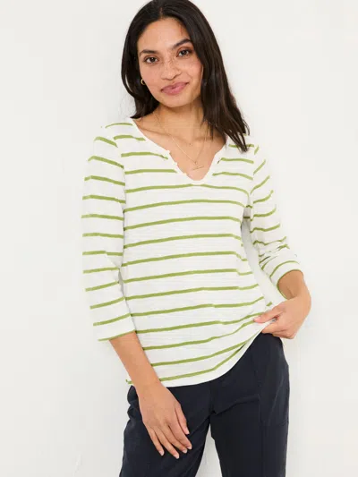 Fat Face Fatface Porter Green Stripe 100% Cotton T-shirt
