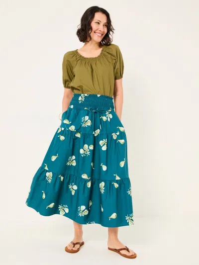 Fat Face Fatface Ricky Teal Blue Figs Midi Skirt