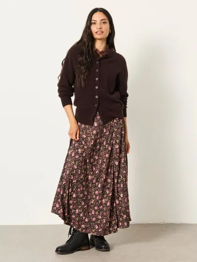 Fat Face Fatface Sadie Brown Winter Floral Midi Skirt
