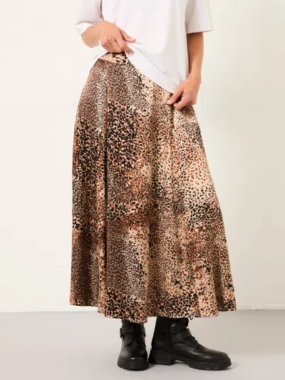 Fat Face Fatface Sadie Light Brown Layered Animal Midi Skirt