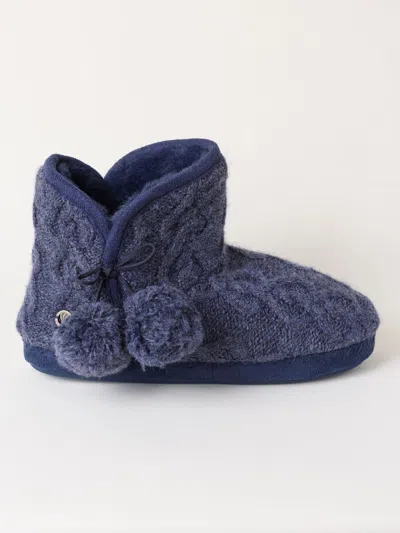 Fat Face Fatface Sara Navy Knit Slipper Boots