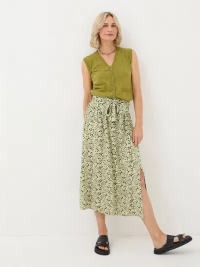 Fat Face Fatface Sascha Green Damask Floral Midi Skirt