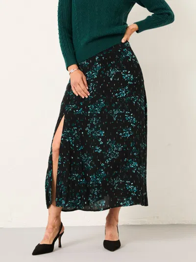 Fat Face Fatface Skye Black Winter Meadow Midi Skirt