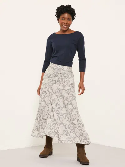 Fat Face Fatface Skye Charcoal Grey Decorative Floral Midi Skirt