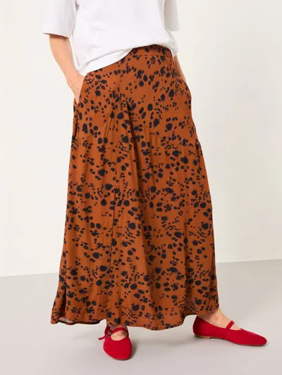 Fat Face Fatface Skye Tan Brown Animal Spot Midi Skirt