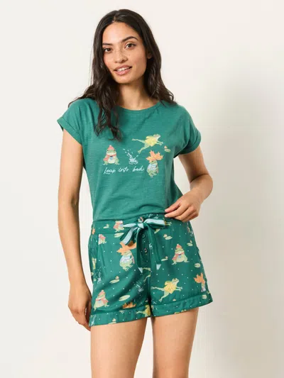 Fat Face Fatface Teal Blue Frog Pyjama Shorts