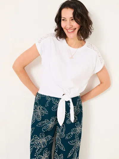 Fat Face Fatface White Lace Tie Front T Shirt