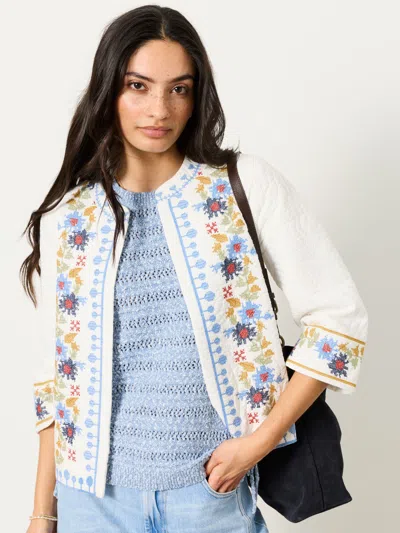 Fat Face Fatface White Petite Embroidered Jacket