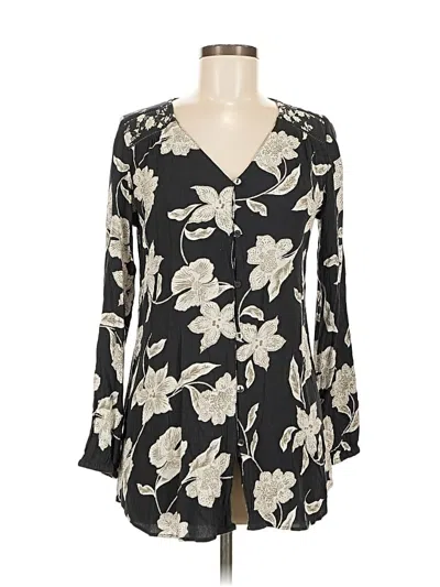 Pre-owned Fat Face Long Sleeve Blouse In Black