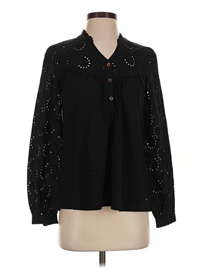 Pre-owned Fat Face Long Sleeve Blouse In Black