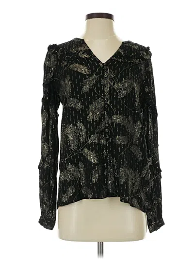 Pre-owned Fat Face Long Sleeve Blouse In Black