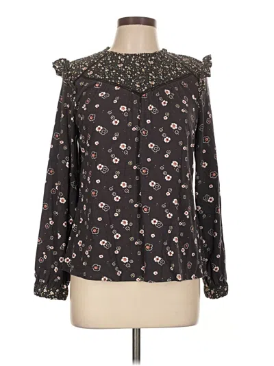 Pre-owned Fat Face Long Sleeve Blouse In Black