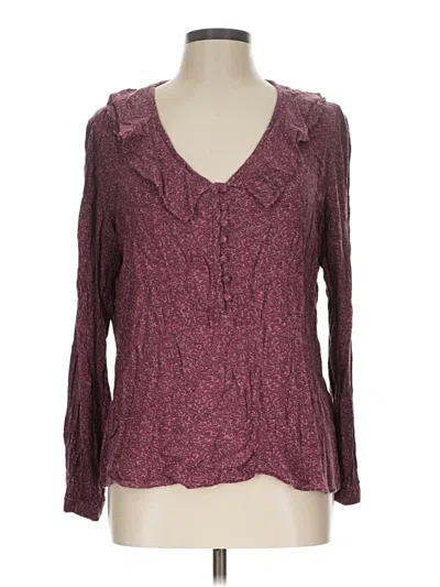 Pre-owned Fat Face Long Sleeve Blouse In Burgundy