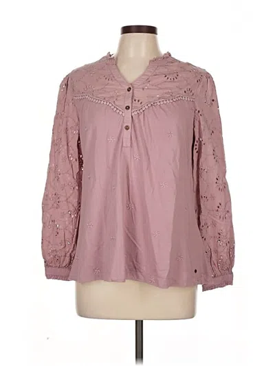 Pre-owned Fat Face Long Sleeve Blouse In Pink