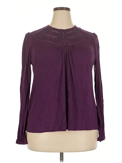 Pre-owned Fat Face Long Sleeve Blouse In Purple