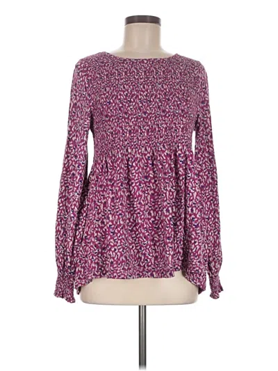 Pre-owned Fat Face Long Sleeve Blouse In Purple