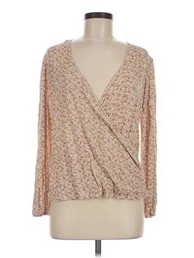 Pre-owned Fat Face Long Sleeve Blouse In Tan